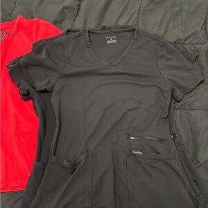 Jaanuu Black and Red Scrub Tops